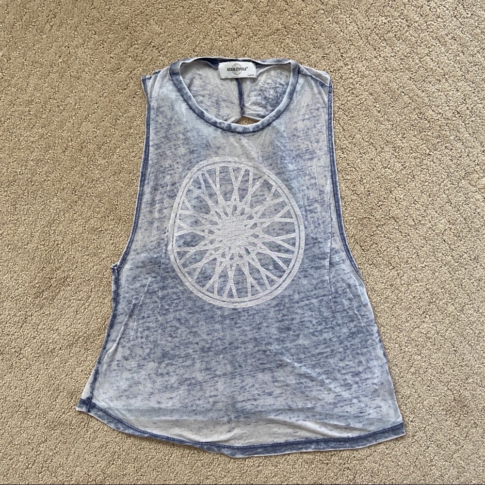 Soulcycle Womens Sky Blue Burnout Muscle Tee Tank Sz XS